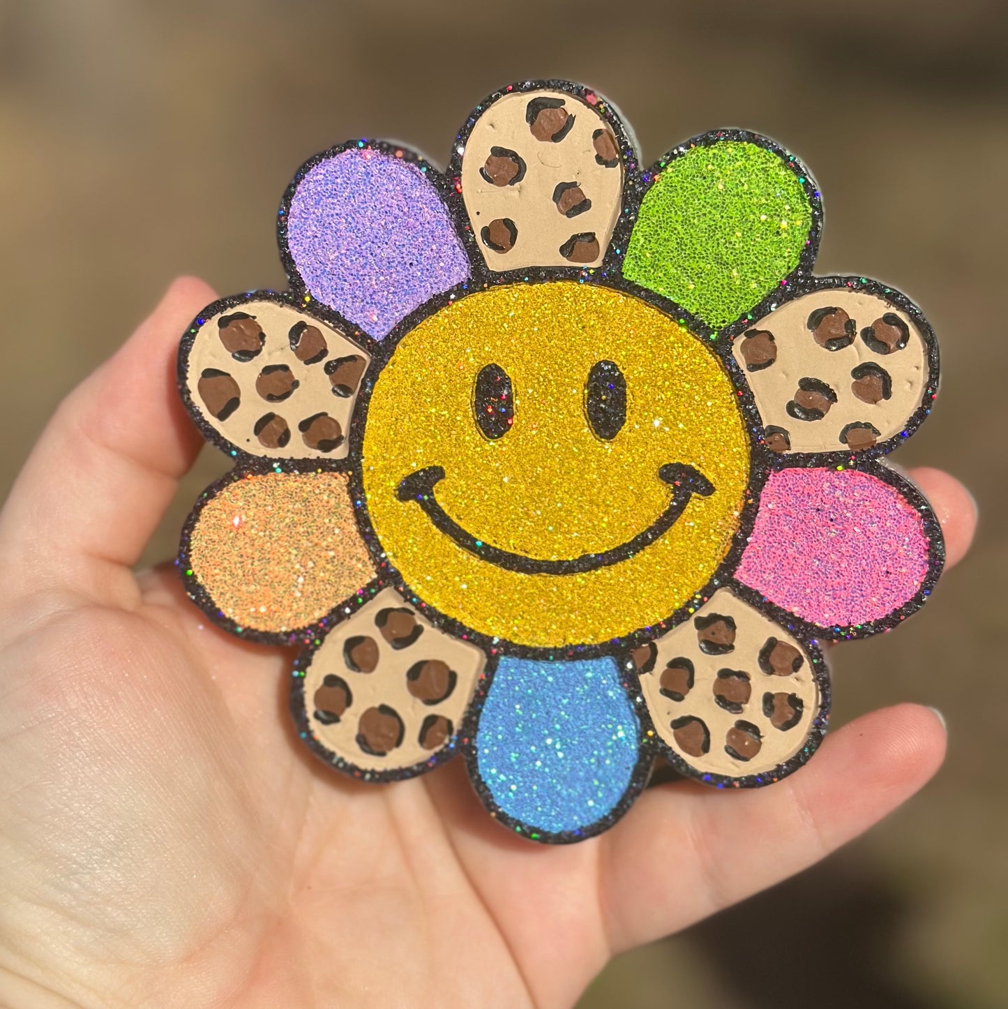 Cheetah Print Smiley Daisy